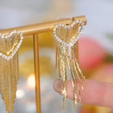 Heart Dangle Chain Earrings